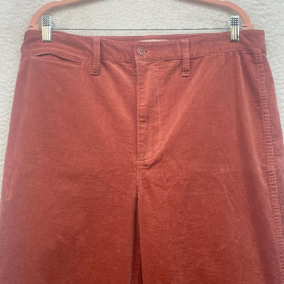 Madewell Pants Womens 32 Orange Corduroy Slim Emmett Wide Leg Crop High Rise - Picture 2 of 15